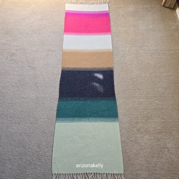 NWOT J. Crew Scarf With Ombre Stripes Italy Wool Blend - Picture 4 of 14